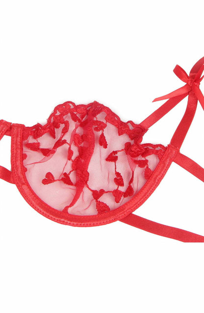 YesX Red Plus Size Bra Set with Adjustable waist detail Belt and Brief