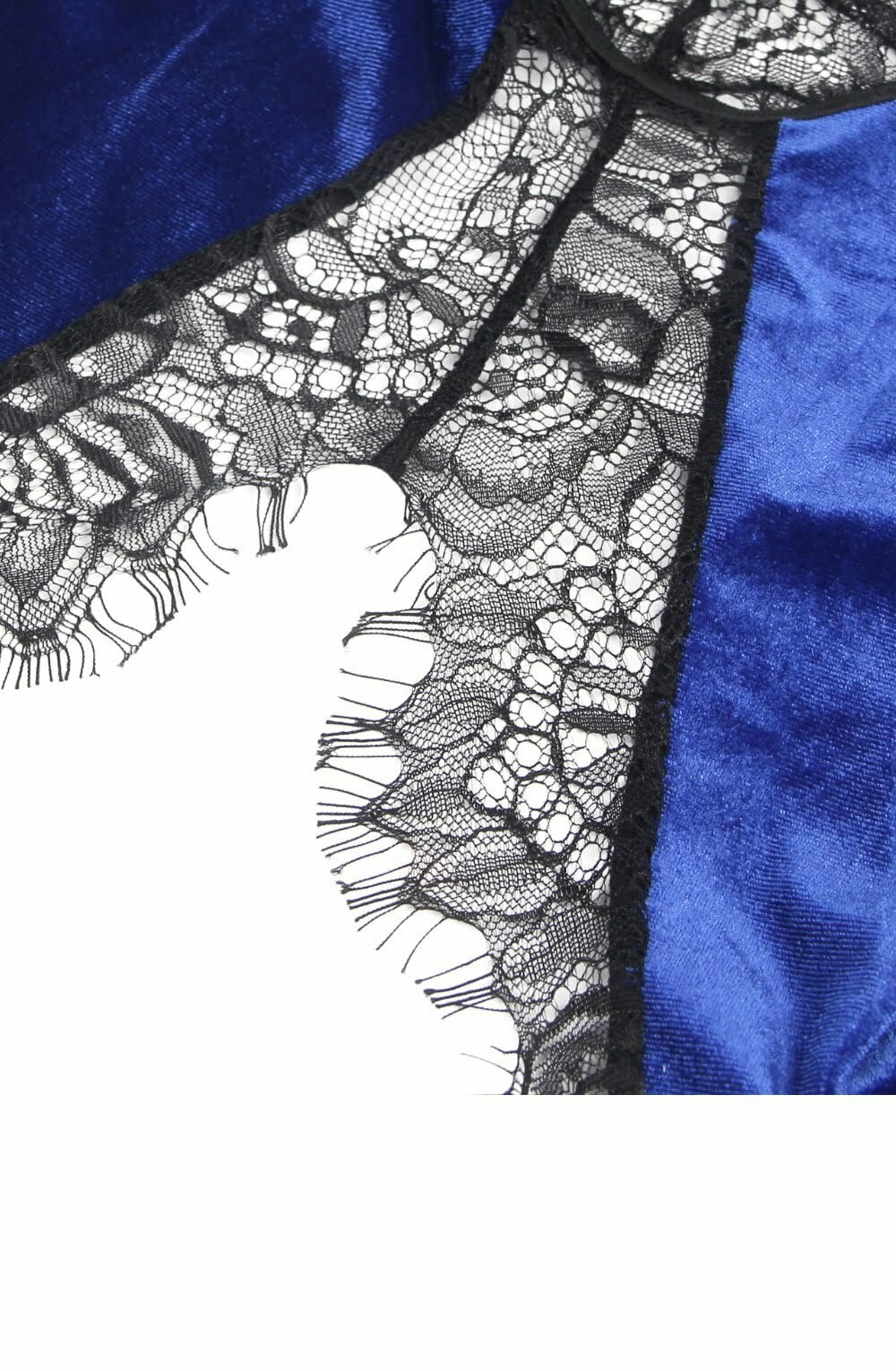 YesX Blue waist detailed Halter Dress with Matching Brief and Eyelash Lace