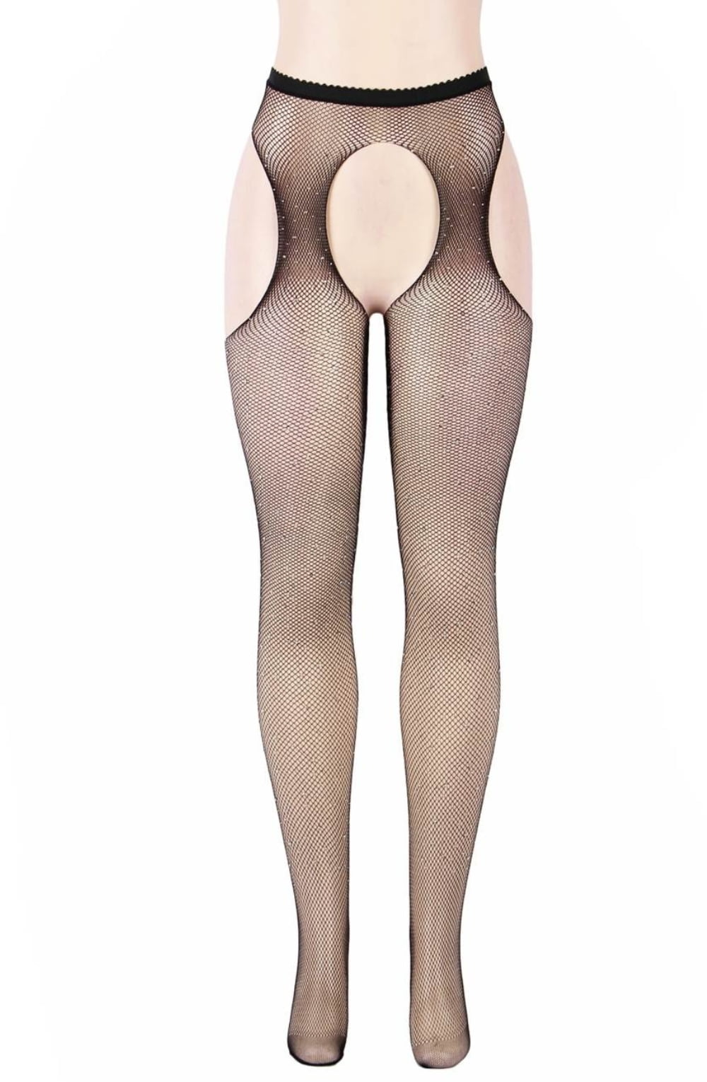YesX Sparkly Black Fishnet Tights with Shimmering Effect