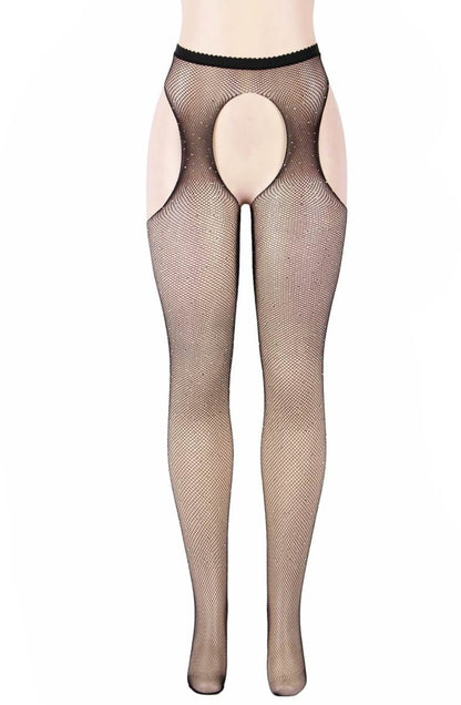 YesX Sparkly Black Fishnet Tights with Shimmering Effect
