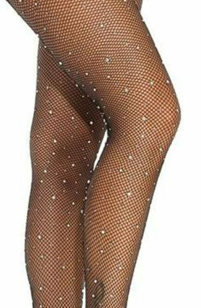 YesX Sparkly Black Fishnet Tights with Shimmering Effect