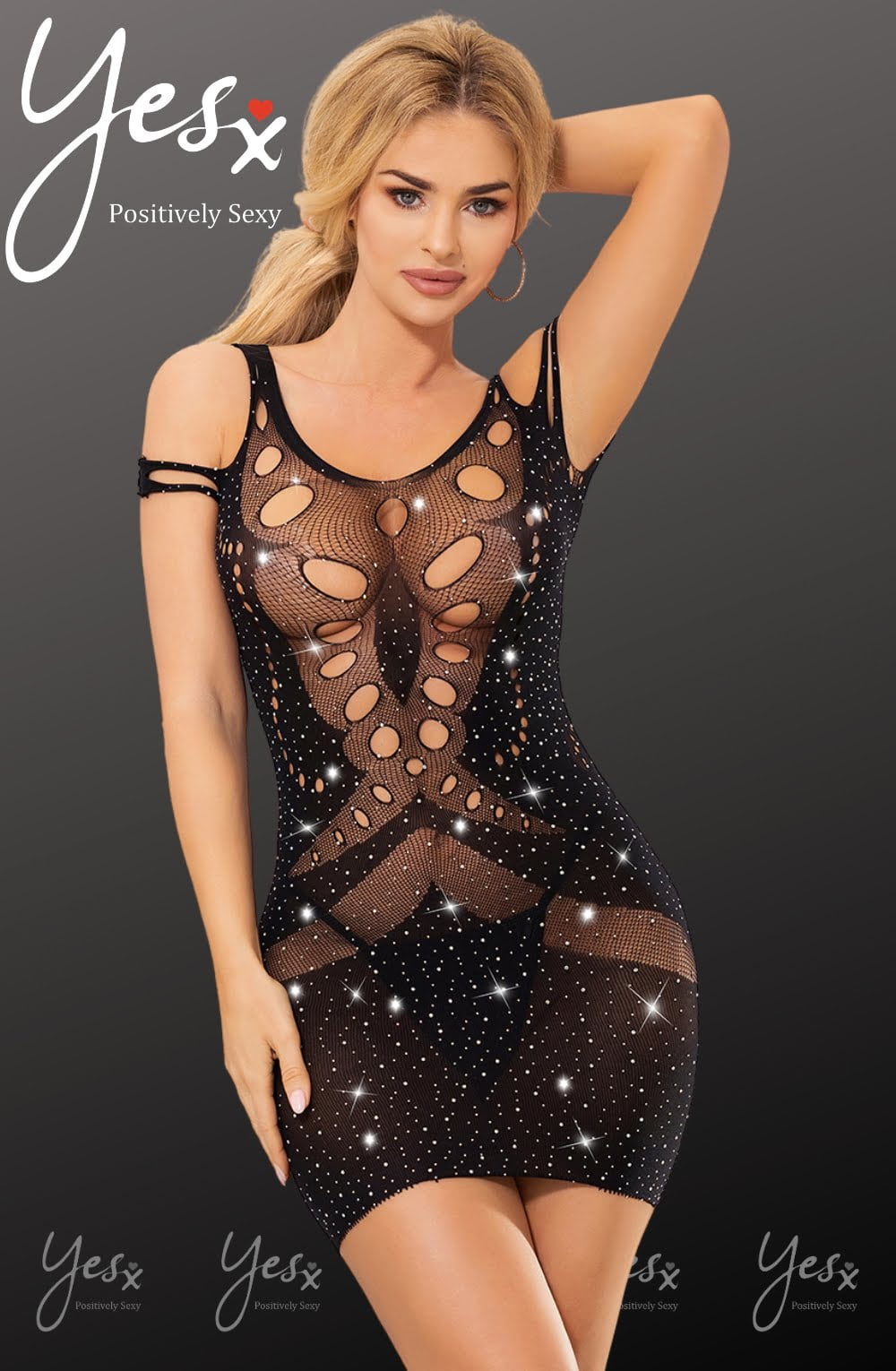 YesX Sparkly Black Mesh Jumpsuit Dress with Shimmering Detail for Women