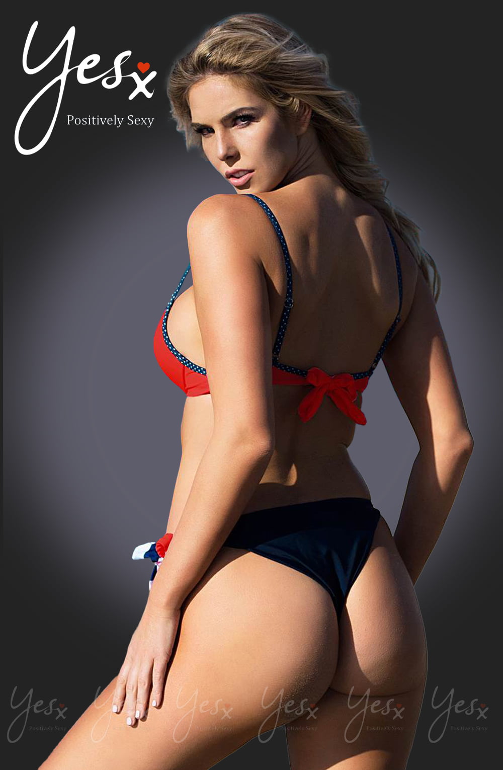 YesX Red Bikini 3-Piece Set with Adjustable Polka Dot Straps and Mix & Match Briefs