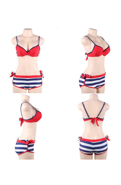 YesX Red Bikini 3-Piece Set with Adjustable Polka Dot Straps and Mix & Match Briefs