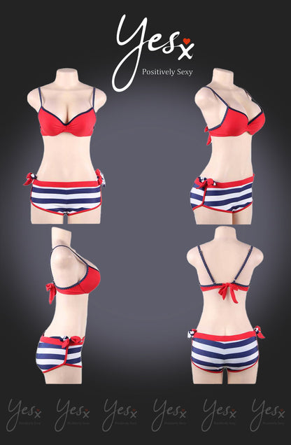 YesX Red Bikini 3-Piece Set with Adjustable Polka Dot Straps and Mix & Match Briefs