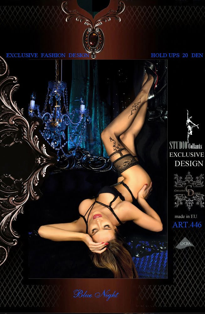 Ballerina Black Hold Ups with Floral Pattern and Lace Trim