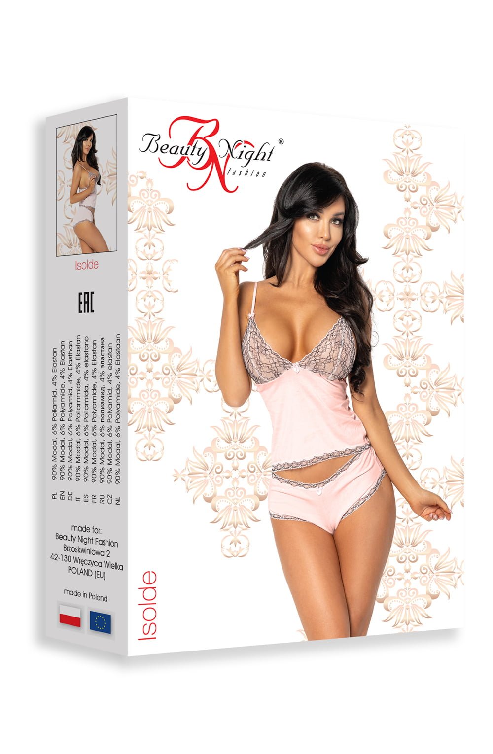 Beauty Night Isoldie Pink Lace Summer Nightwear Set with Adjustable Straps and Shorts - Bodybloom