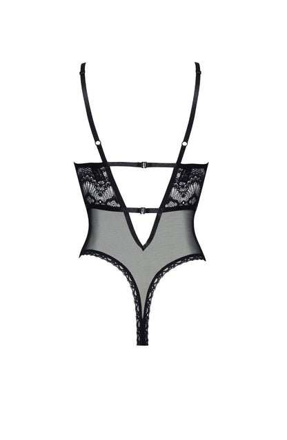Beauty Night Peyton lightweight mesh Lace Bodysuit with Deep V Neckline and Adjustable Straps - Bodybloom
