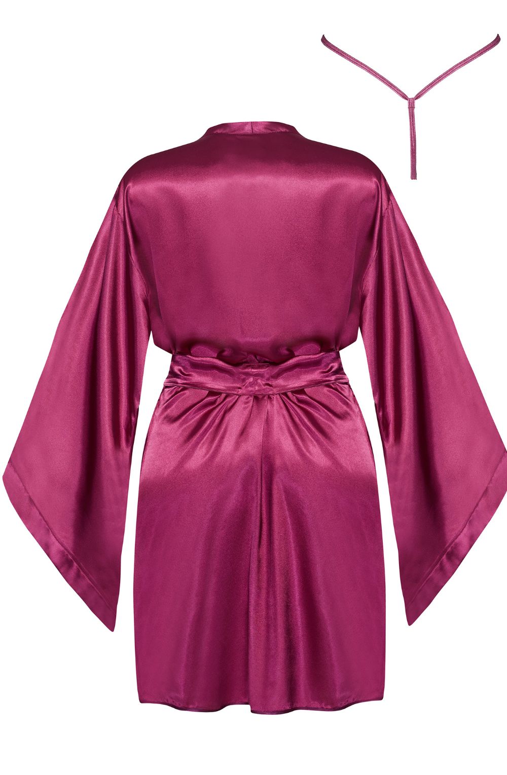 Beauty Night Samira Burgundy Peignoir with Waist Belt and Matching Underwear - Bodybloom