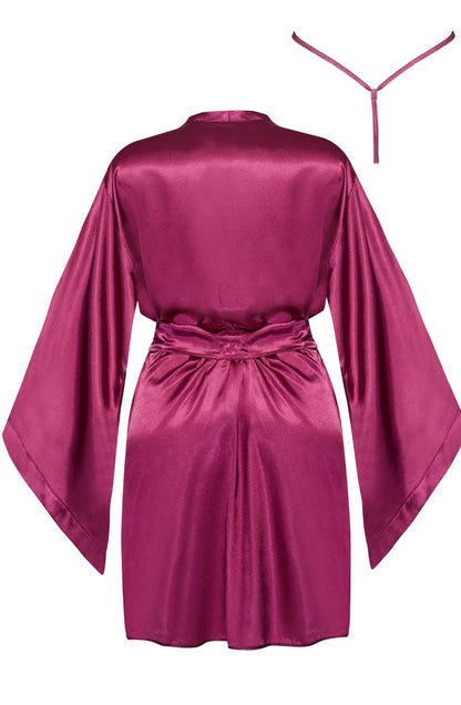 Beauty Night Samira Burgundy Peignoir with Waist Belt and Matching Underwear - Bodybloom