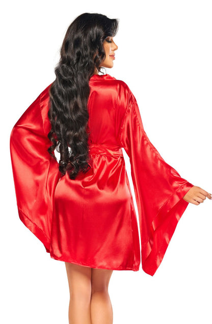 Beauty Night Samira Red Peignoir with Waist Belt and Matching Underwear Set - Bodybloom