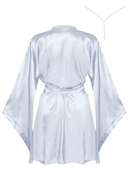 Beauty Night Samira Silver Peignoir with Waist Belt and Matching Underwear Set - Bodybloom