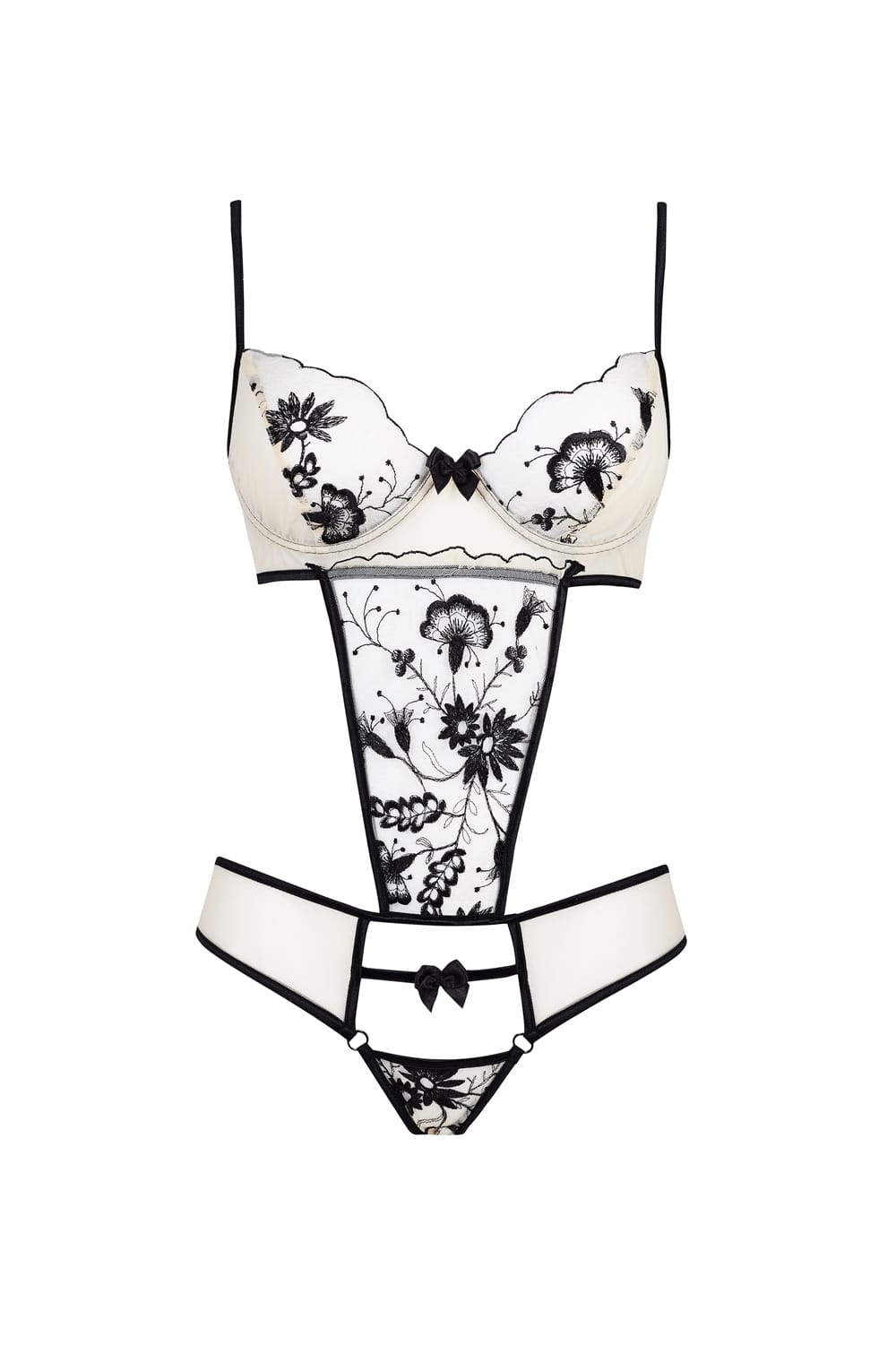 Beauty Night Savannah Lace Body Embroidered Floral Nightwear with Adjustable Straps - Bodybloom