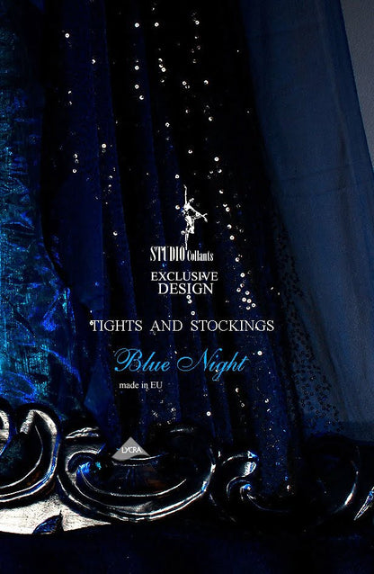 Ballerina Hold Ups Black Skin Blue Night Collection with Elegant Lace Trim