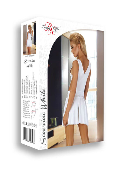 Beauty Night Severine White Dress with Diamante Heart and Matching Matching Brief