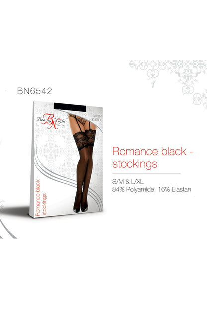 Beauty Night Black Stockings with Wide Lace Top 20 Denier