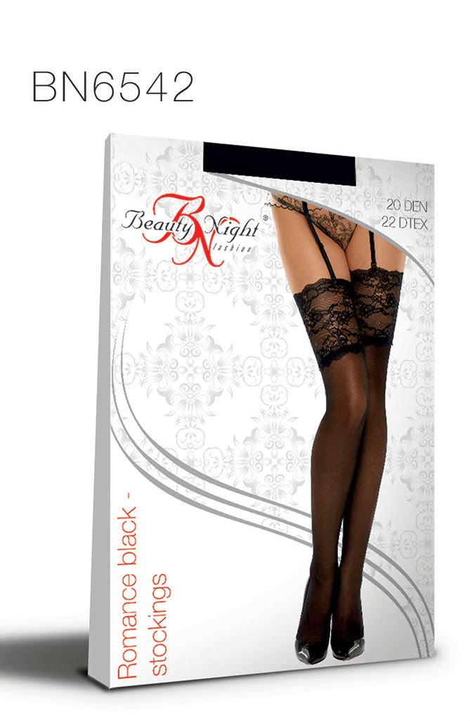 Beauty Night Black Stockings with Wide Lace Top 20 Denier