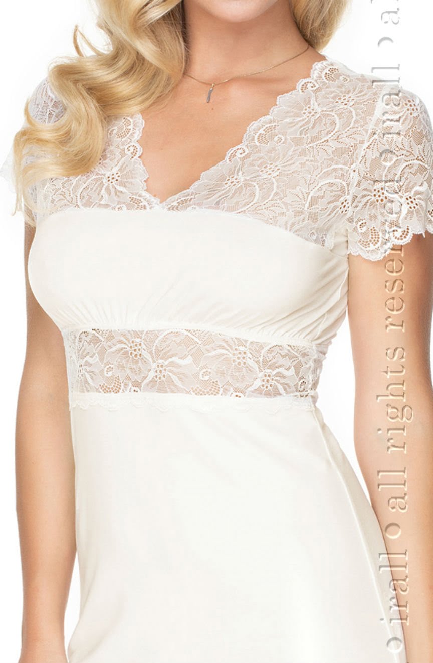 Irall Cameron Elegant Cream Nightdress with Lace and Support Elastic Band