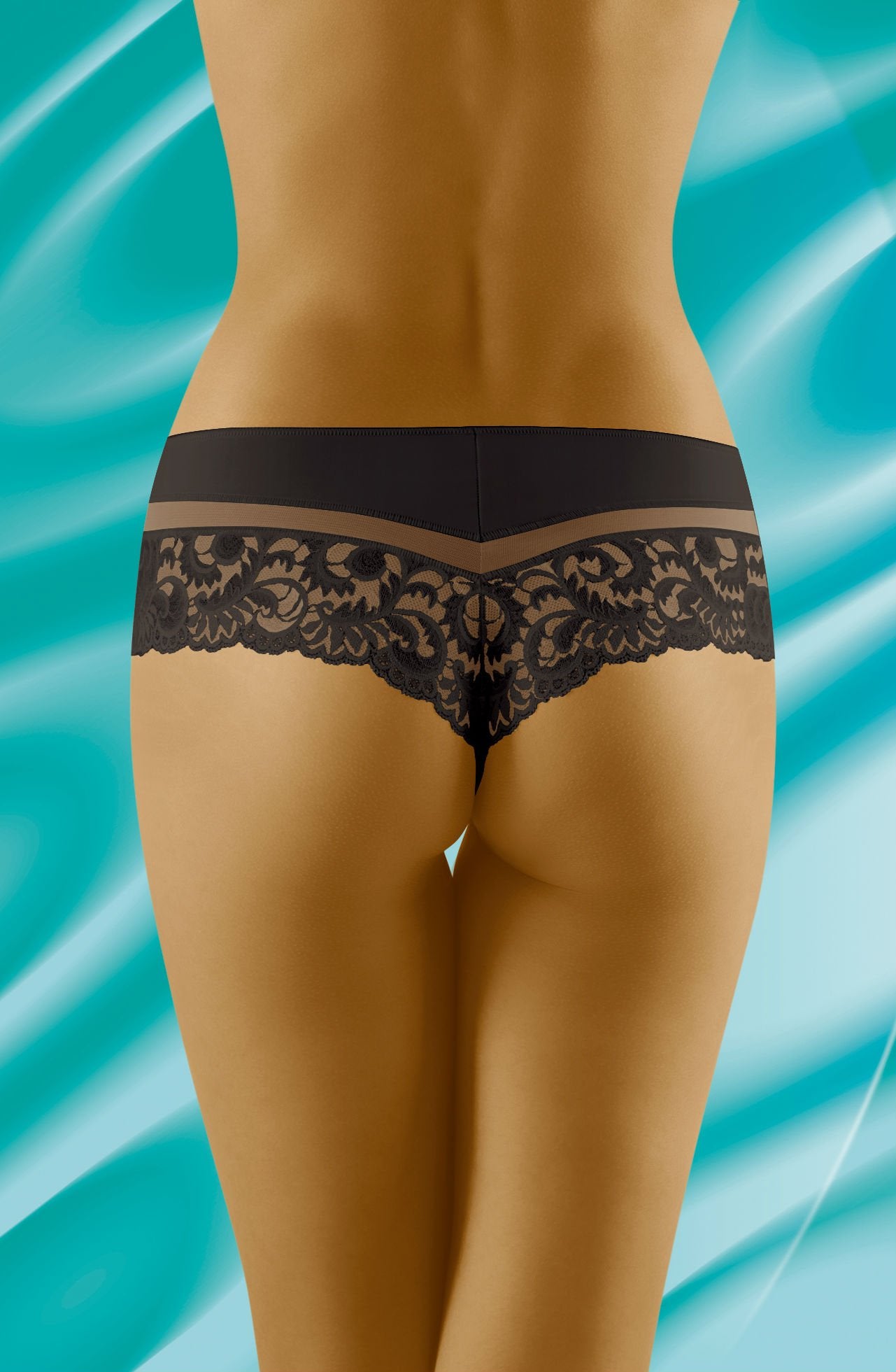 Wolbar Cantata Black Microfibre Shorts with Lace and Tulle Insert