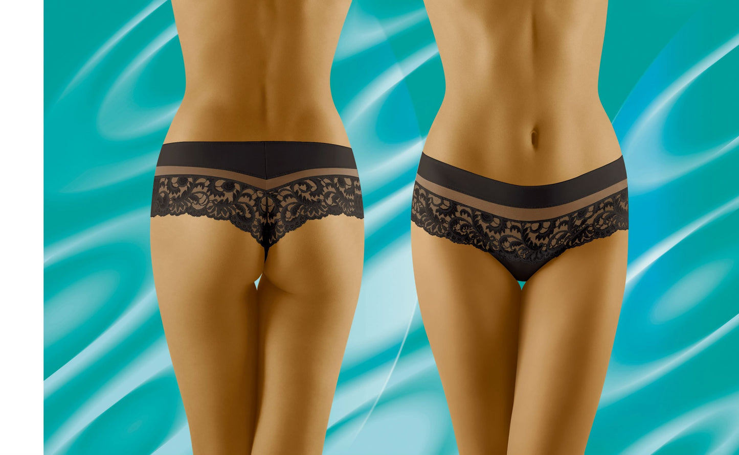 Wolbar Cantata Black Microfibre Shorts with Lace and Tulle Insert