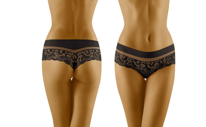 Wolbar Cantata Black Microfibre Shorts with Lace and Tulle Insert