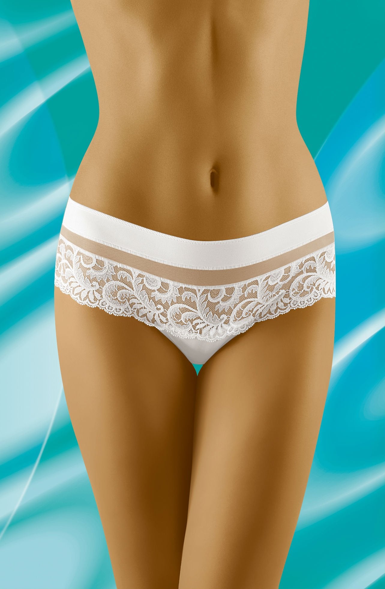 Wolbar Cantata White Microfibre Shorts with Lace and Tulle Insert