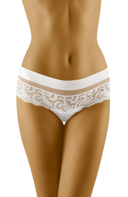 Wolbar Cantata White Microfibre Shorts with Lace and Tulle Insert