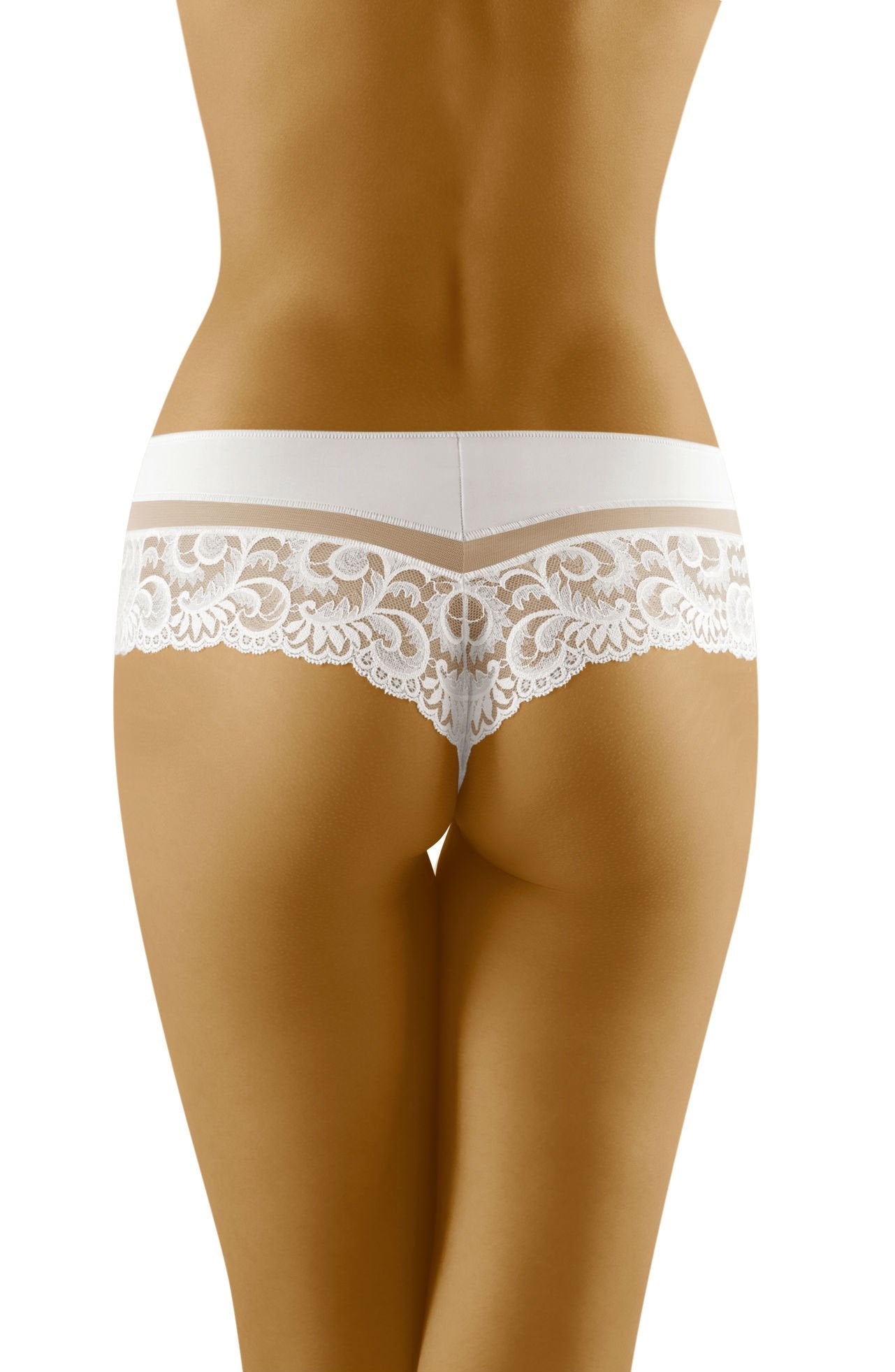Wolbar Cantata White Microfibre Shorts with Lace and Tulle Insert
