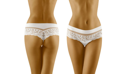 Wolbar Cantata White Microfibre Shorts with Lace and Tulle Insert