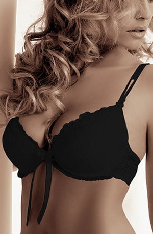 Roza Carmen Black Push-Up Bra with Ribbon Details for Comfortable Support