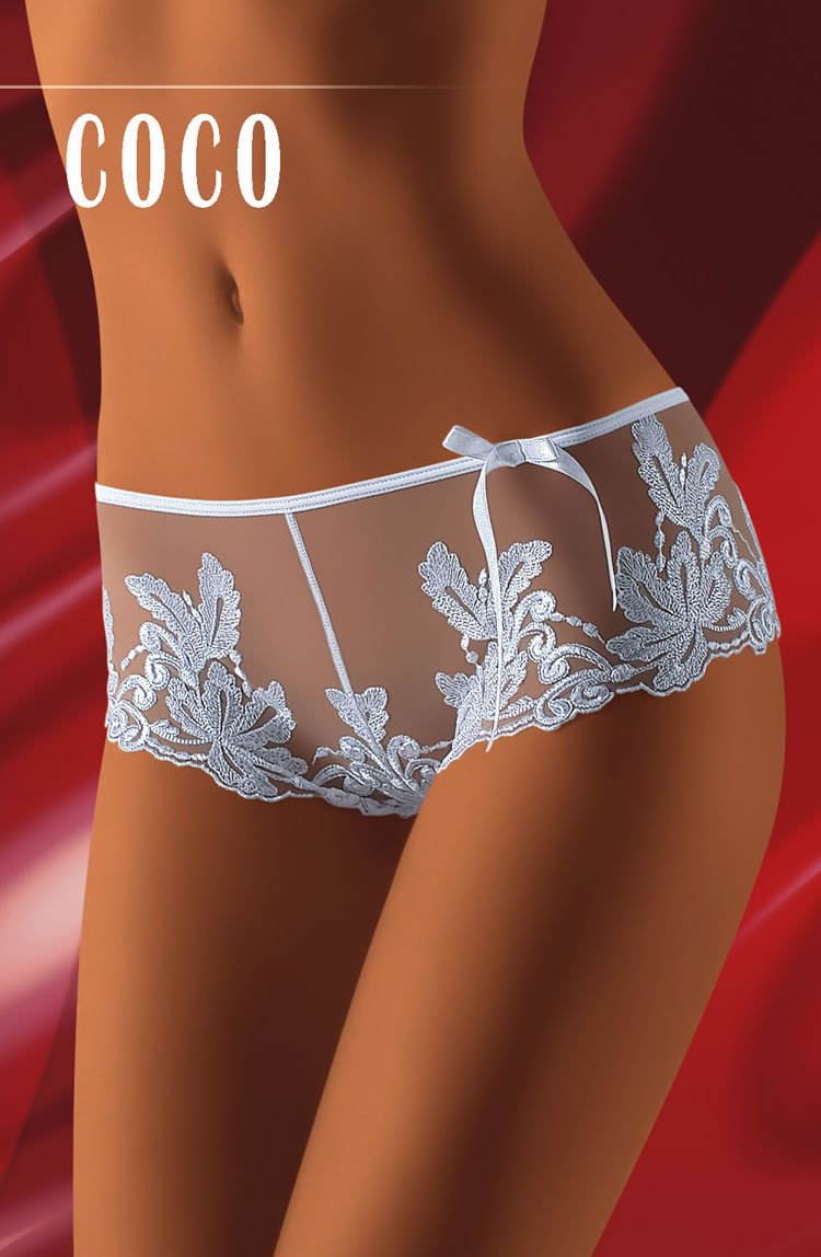 Wolbar Coco White Embroidered Shorts with Bow Detail Elegant Design