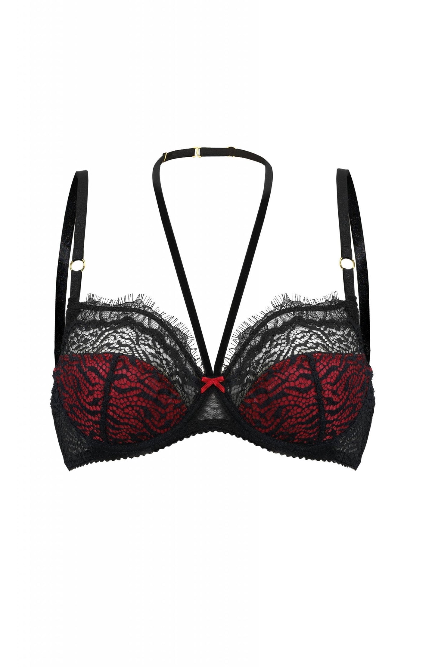 Confidante Bra with Black Eyelash Lace and Adjustable Halter Neck Strap