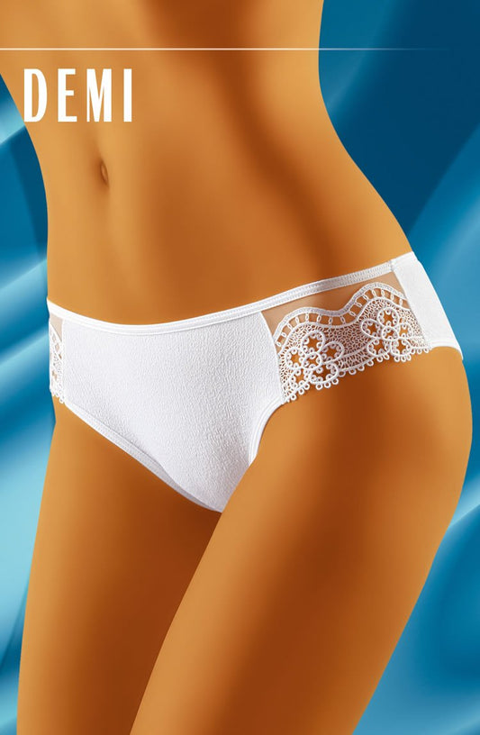 Wolbar Demi White Mini Brief with Delicate Embroidery Elegant Design