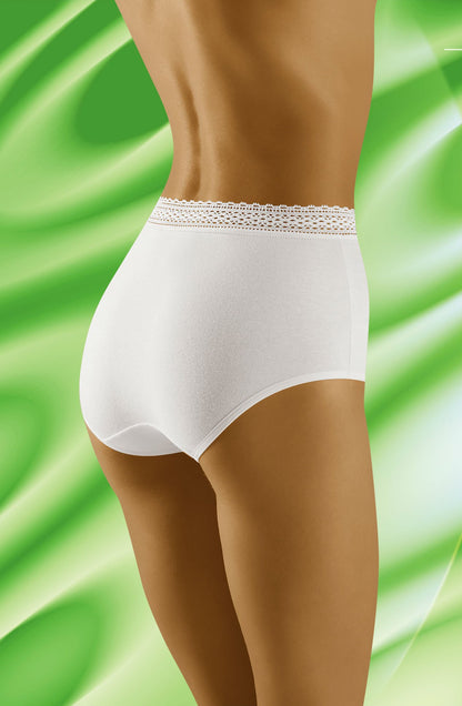 Wolbar Eco-Go High-Waisted Cotton Briefs with Lace Trim White Underwear