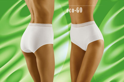 Wolbar Eco-Go High-Waisted Cotton Briefs with Lace Trim White Underwear