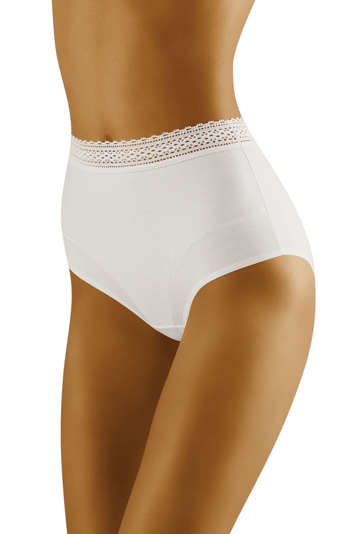 Wolbar Eco-Go High-Waisted Cotton Briefs with Lace Trim White Underwear