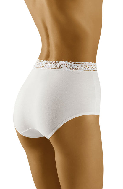 Wolbar Eco-Go High-Waisted Cotton Briefs with Lace Trim White Underwear