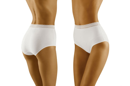 Wolbar Eco-Go High-Waisted Cotton Briefs with Lace Trim White Underwear