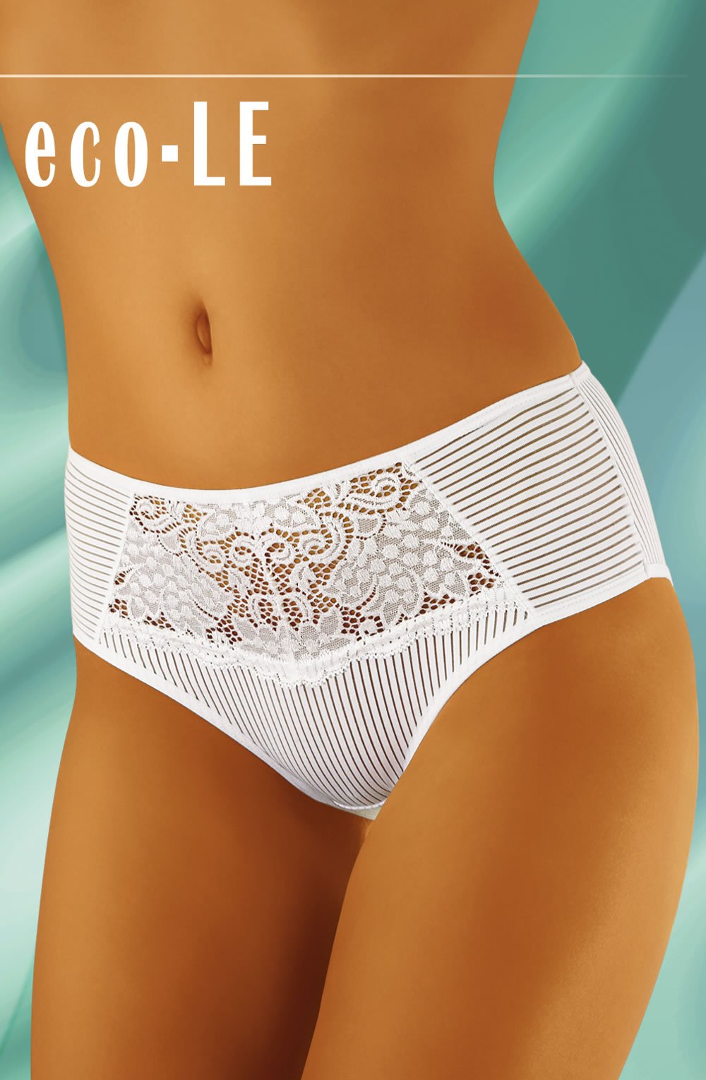 Wolbar eco-Le White Cotton Lycra Brief with Lace Panel up to XXL