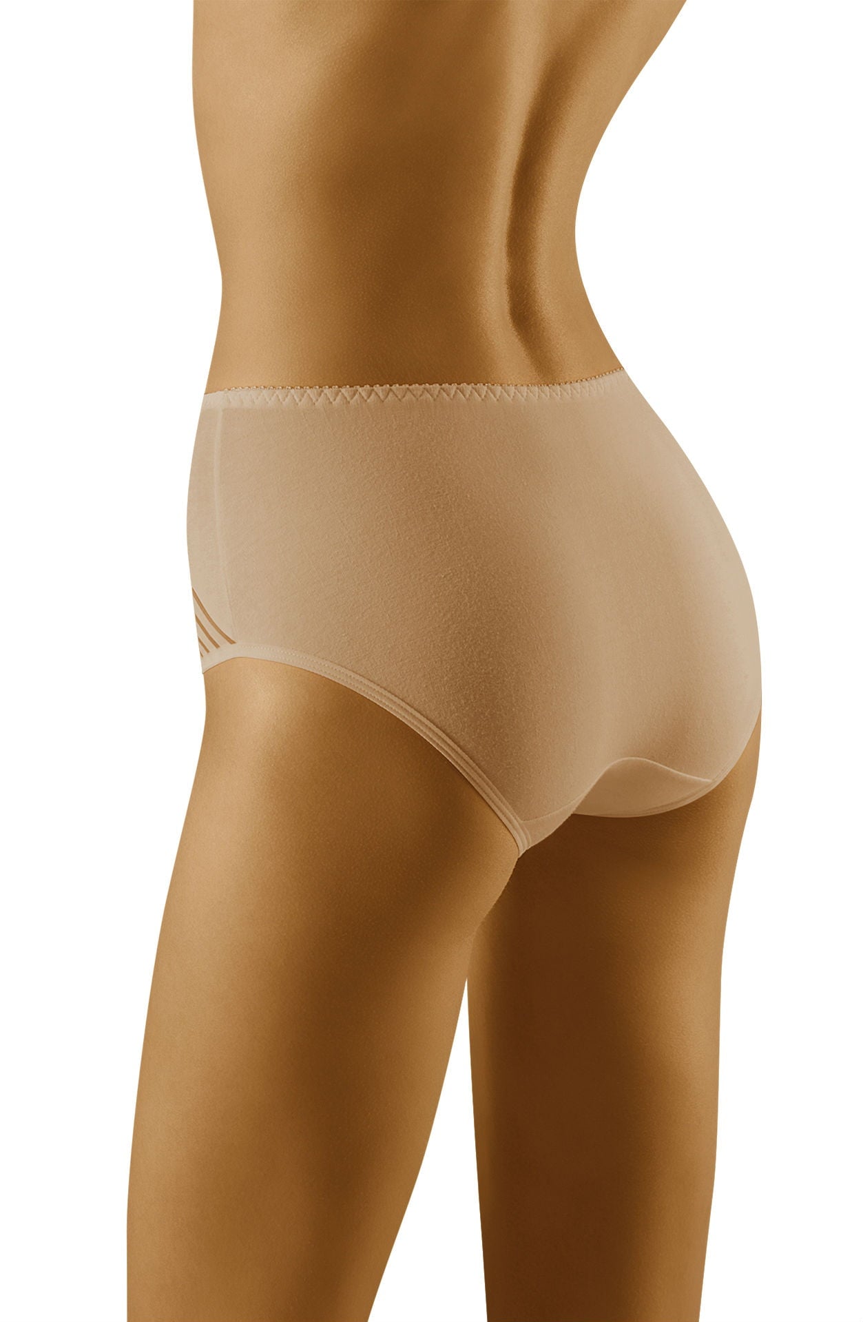 Wolbar Eco-Ma Beige Cotton Briefs with lightweight mesh Stripe Panels for Women