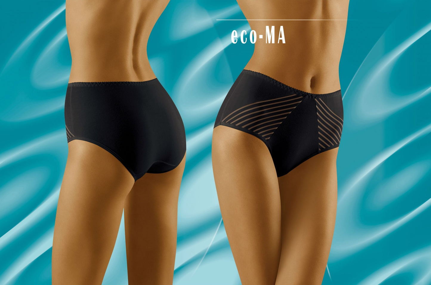 Wolbar Eco-Ma Black Cotton Briefs with lightweight mesh Stripe Panels for Comfort