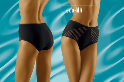 Wolbar Eco-Ma Black Cotton Briefs with lightweight mesh Stripe Panels for Comfort