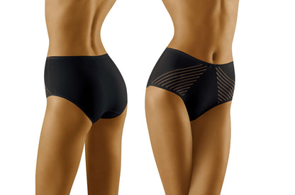 Wolbar Eco-Ma Black Cotton Briefs with lightweight mesh Stripe Panels for Comfort
