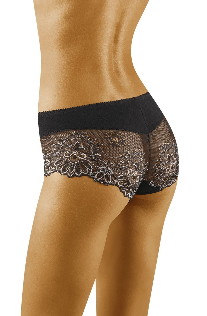 Wolbar Eco-Zu Black Cotton Shorts with Two-Colored Lace Trim