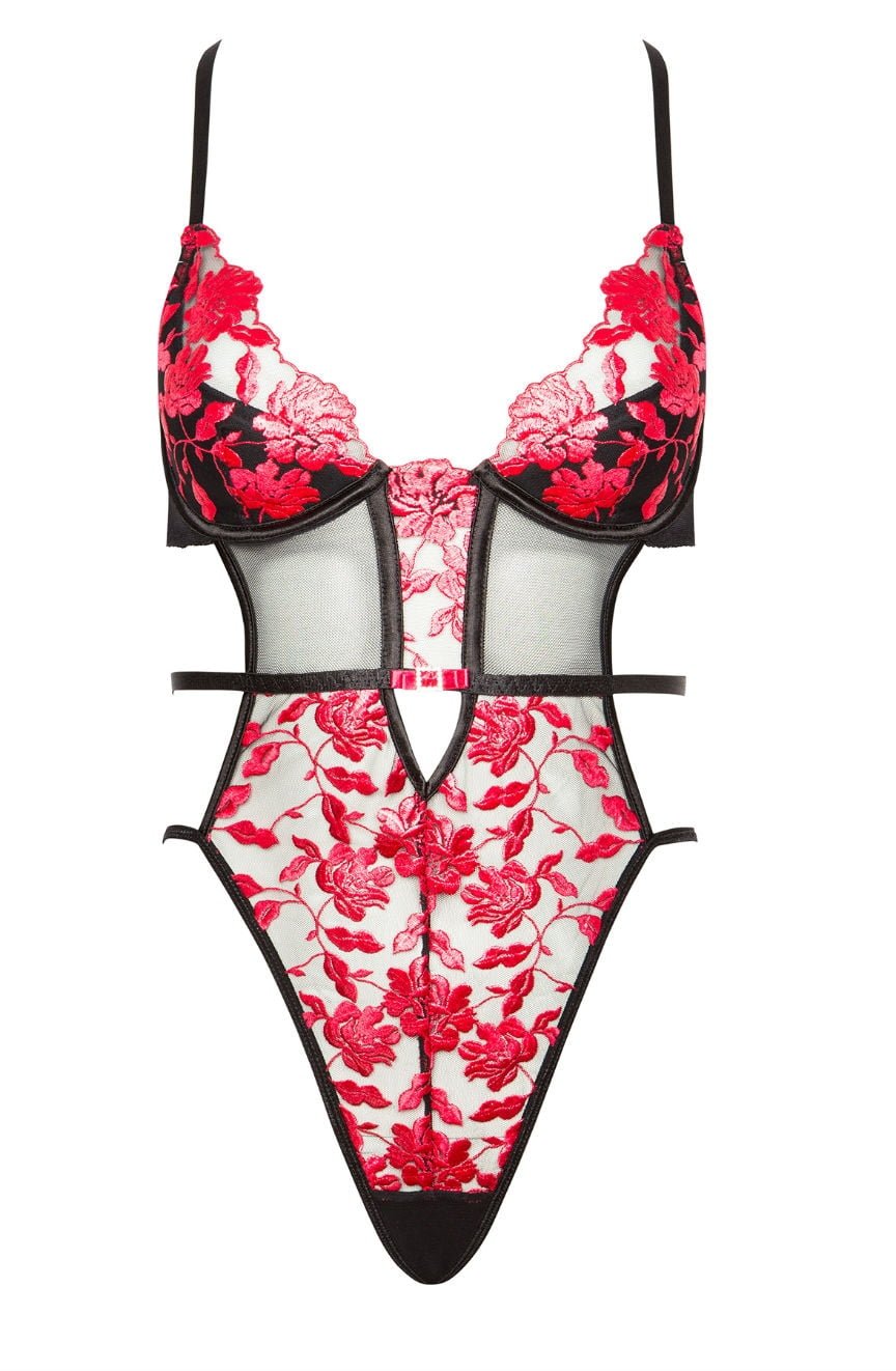 Beauty Night Evangelina Lace Body with Ruby Floral Embroidery and Underwired Cups Nightwear