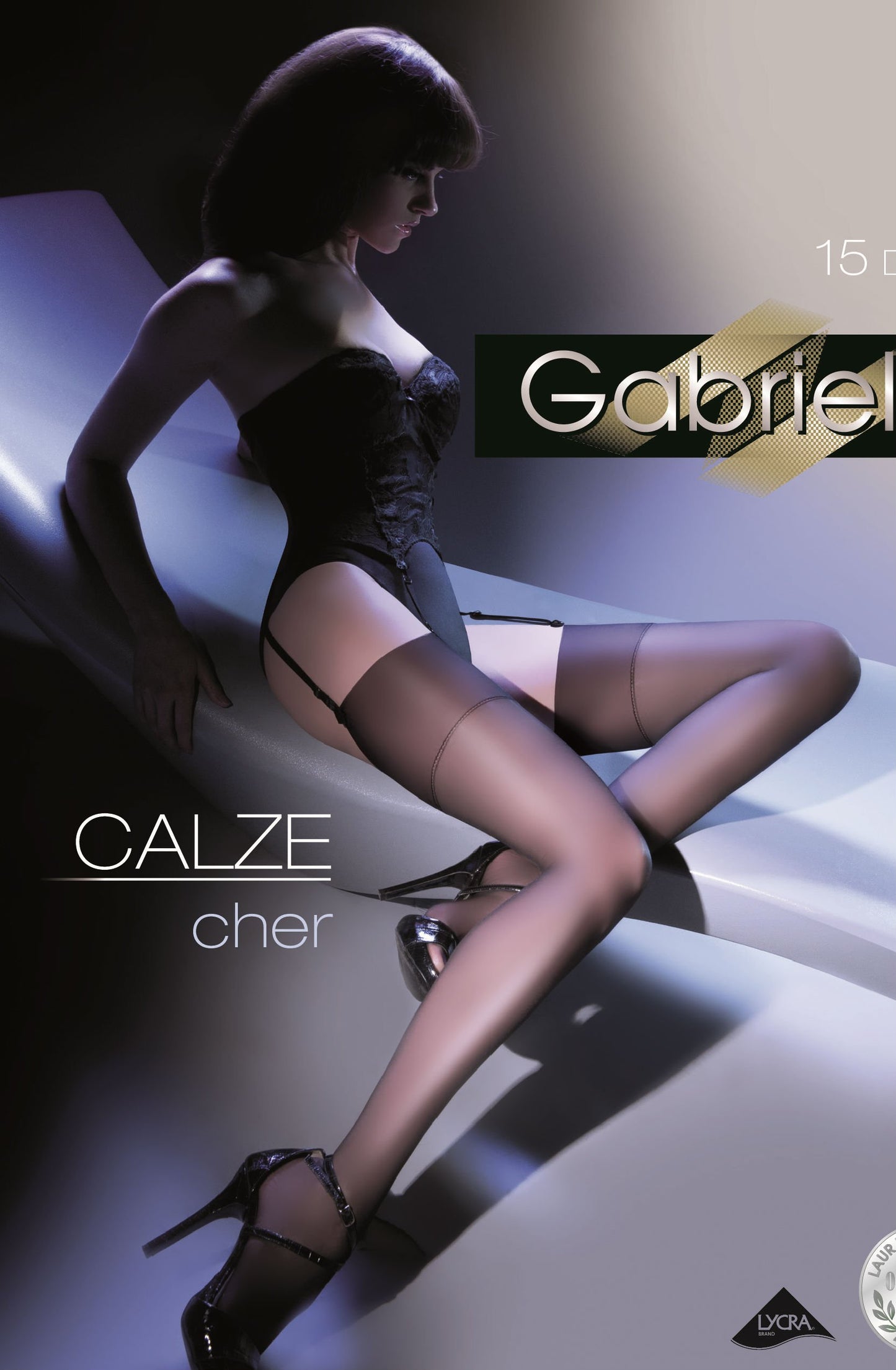 Gabriella Cher 15 Denier Black Stockings with Wide Band Tops