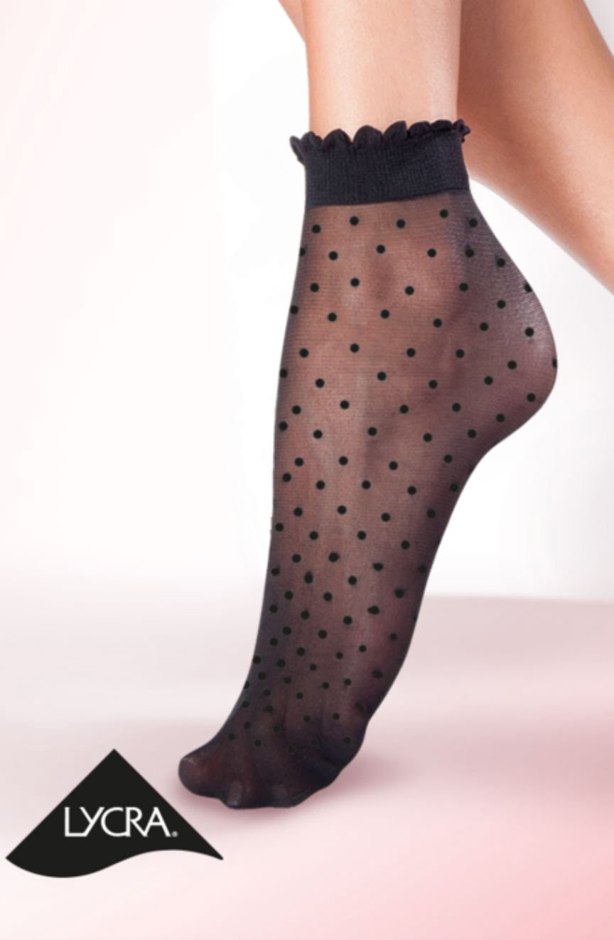 Gabriella Puntina Black Polka Dot Socks with Frill Top and Reinforced Toe Design