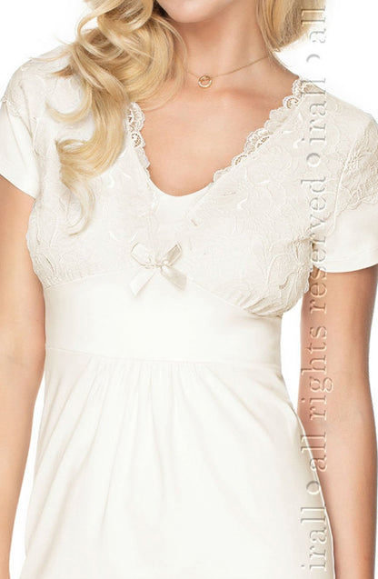 Irall Gia Elegant Viscose Nightdress with Lace and Satin Bow Detail