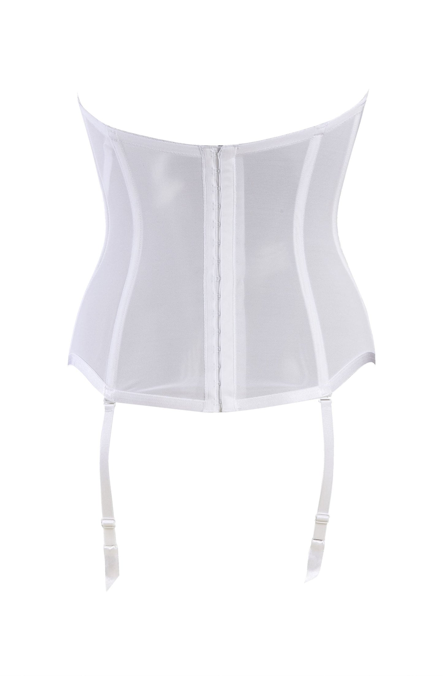Gracya Anastasia White Embroidered Boned Corset with Detachable waist details and Bra Straps