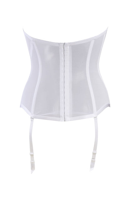 Gracya Anastasia White Embroidered Boned Corset with Detachable waist details and Bra Straps